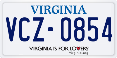 VA license plate VCZ0854