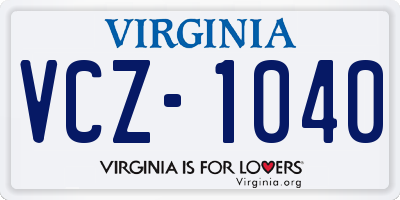 VA license plate VCZ1040
