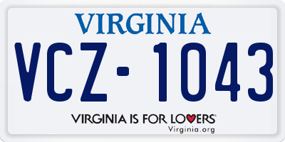 VA license plate VCZ1043