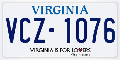 VA license plate VCZ1076