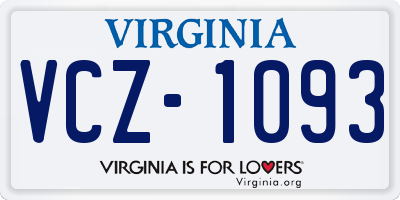 VA license plate VCZ1093