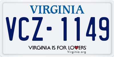 VA license plate VCZ1149