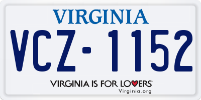 VA license plate VCZ1152