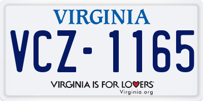 VA license plate VCZ1165