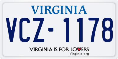 VA license plate VCZ1178