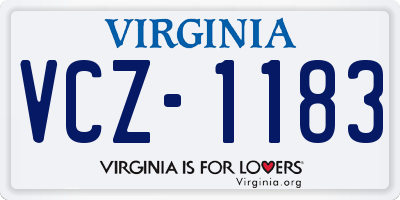 VA license plate VCZ1183