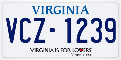VA license plate VCZ1239