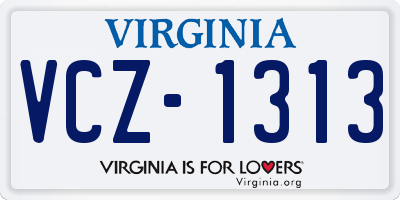 VA license plate VCZ1313