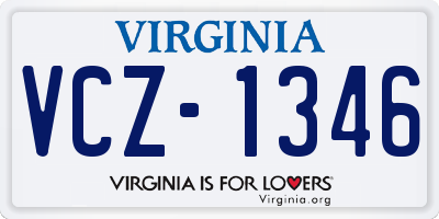 VA license plate VCZ1346