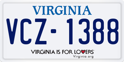 VA license plate VCZ1388