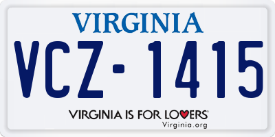 VA license plate VCZ1415