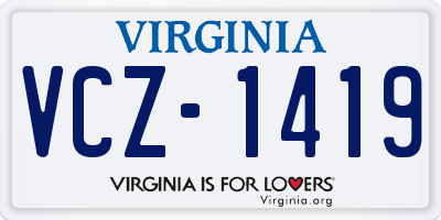 VA license plate VCZ1419