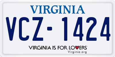 VA license plate VCZ1424