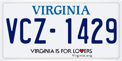 VA license plate VCZ1429