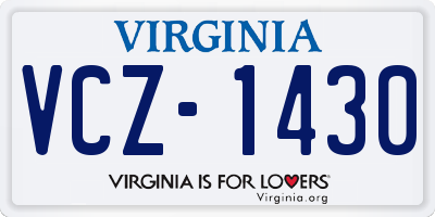 VA license plate VCZ1430