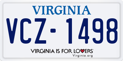 VA license plate VCZ1498