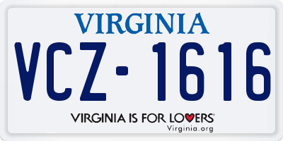 VA license plate VCZ1616
