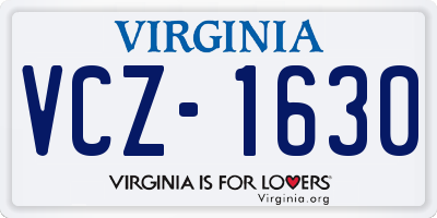VA license plate VCZ1630