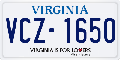 VA license plate VCZ1650