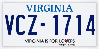 VA license plate VCZ1714