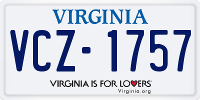 VA license plate VCZ1757