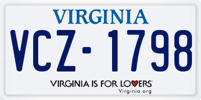 VA license plate VCZ1798