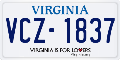 VA license plate VCZ1837