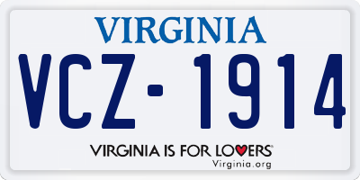 VA license plate VCZ1914