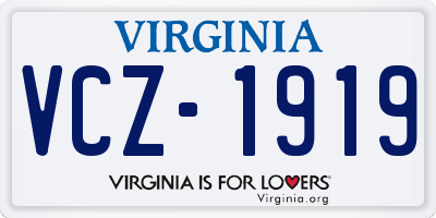 VA license plate VCZ1919