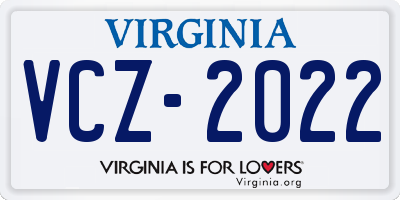 VA license plate VCZ2022