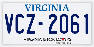 VA license plate VCZ2061