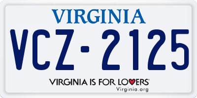 VA license plate VCZ2125