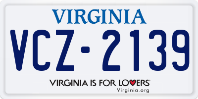 VA license plate VCZ2139