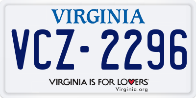 VA license plate VCZ2296