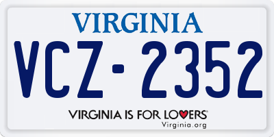 VA license plate VCZ2352