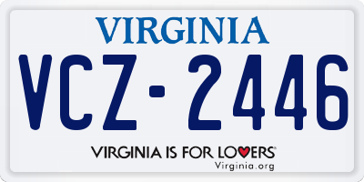 VA license plate VCZ2446