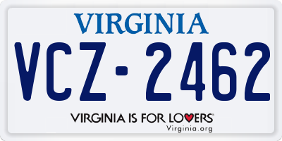 VA license plate VCZ2462
