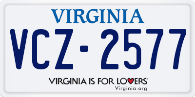 VA license plate VCZ2577