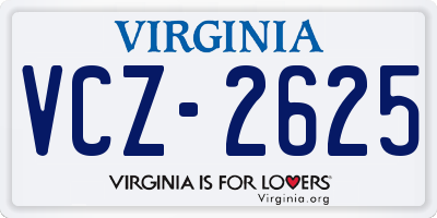 VA license plate VCZ2625