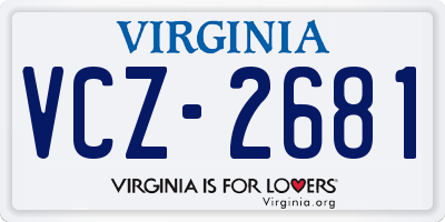 VA license plate VCZ2681