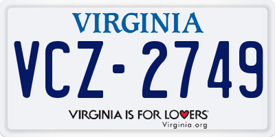 VA license plate VCZ2749