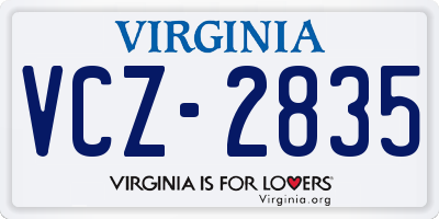 VA license plate VCZ2835