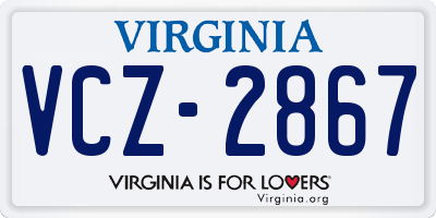 VA license plate VCZ2867