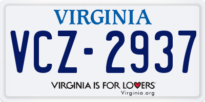 VA license plate VCZ2937