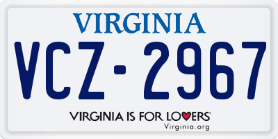 VA license plate VCZ2967