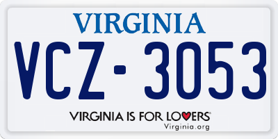VA license plate VCZ3053
