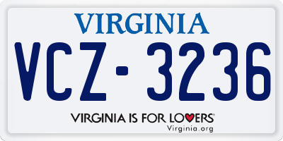 VA license plate VCZ3236