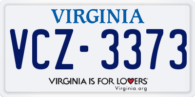 VA license plate VCZ3373