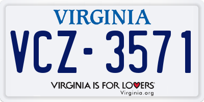 VA license plate VCZ3571