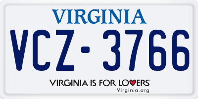 VA license plate VCZ3766